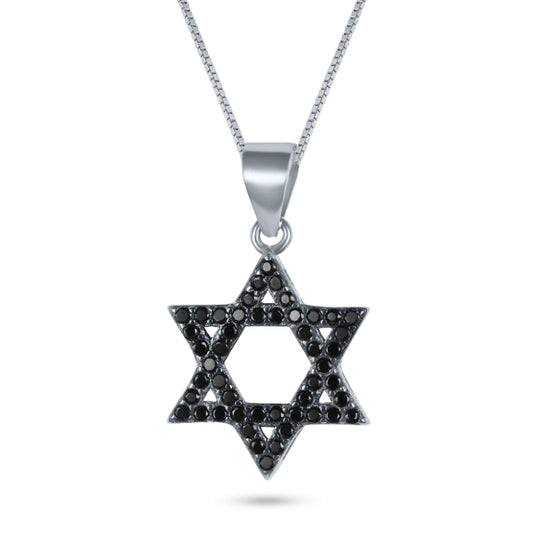 שרשרת כסף 925 תליון מגן דוד משובץ