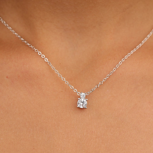 שרשרת כסף 925 עם תליון סוליטר משובץ זירקון