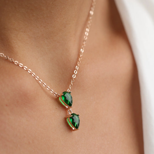 שרשרת כסף תליון שתי טיפות