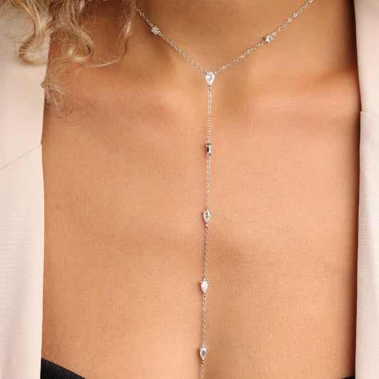שרשרת כסף 925 עניבה עם תליוני טיפה