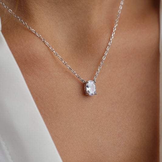 שרשרת כסף תליון אליפטי