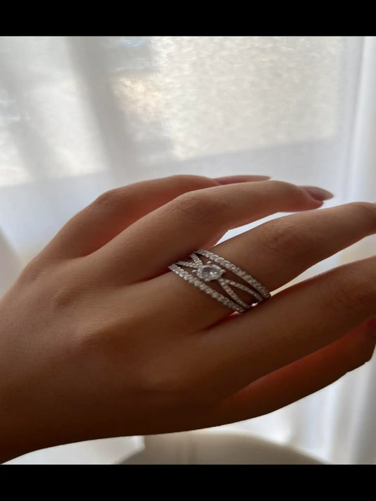 טבעת כסף דגם סטארלייט