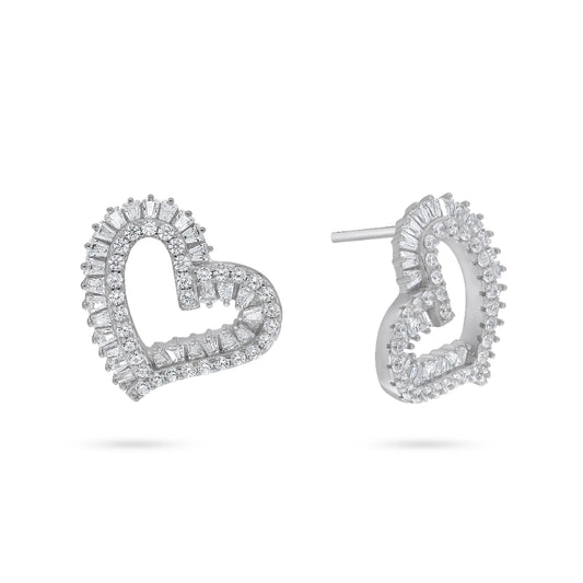 עגיל כסף לב מעוצב