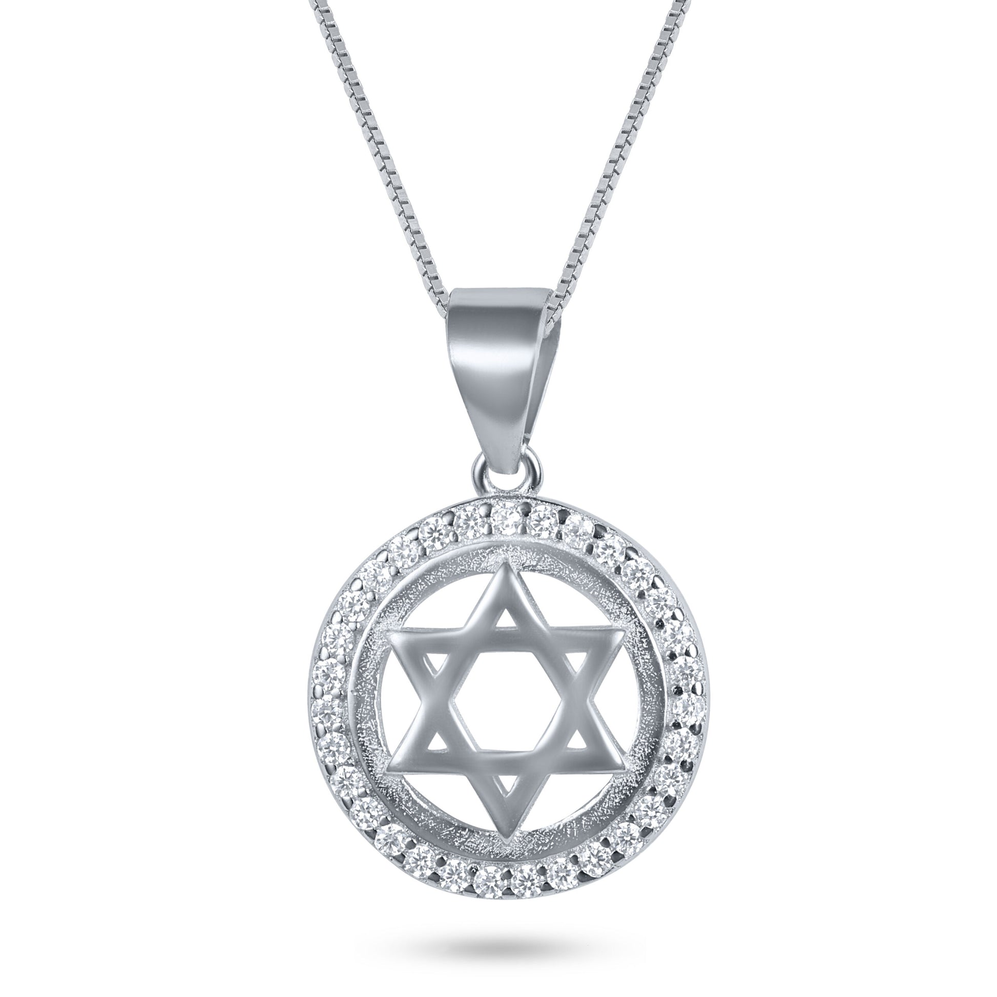 שרשרת כסף 925  תליון מגן דוד משובץ