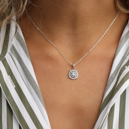 שרשרת כסף סוליטר ספירלה משובץ