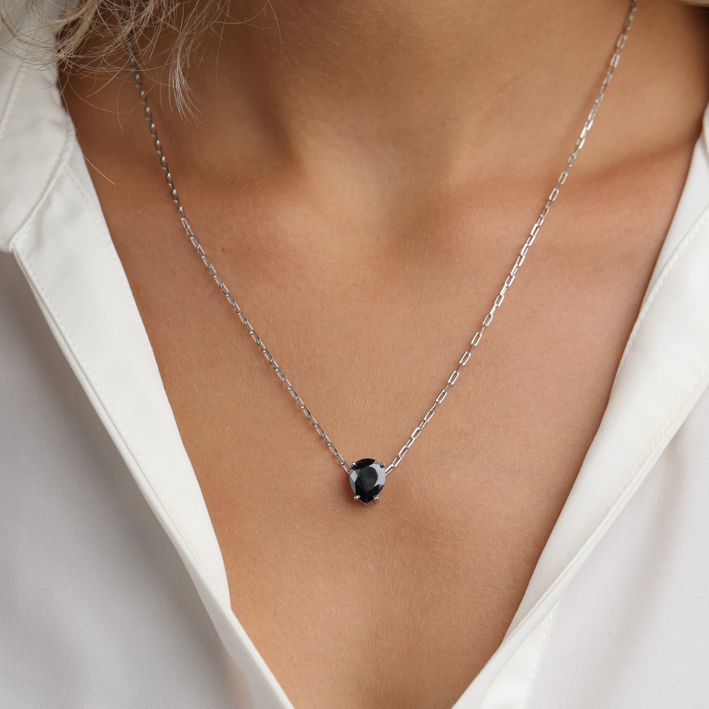 שרשרת ציפוי זהב זרקון טיפה ירוק