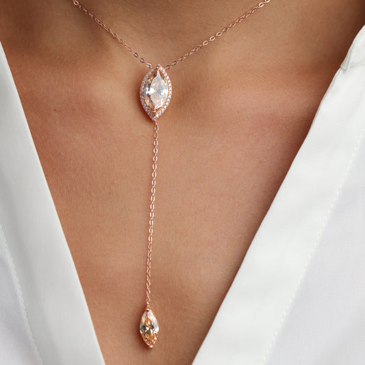 שרשרת כסף ציפוי רוז בצורת עניבה