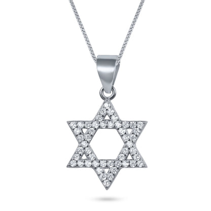 שרשרת כסף 925  תליון מגן דוד משובץ