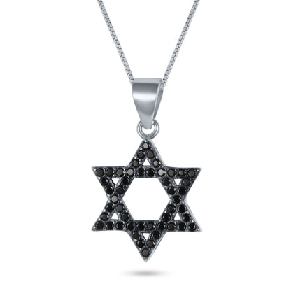 שרשרת כסף 925  תליון מגן דוד משובץ