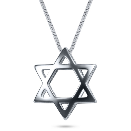 שרשרת כסף 925  תליון מגן דוד תלת מימד