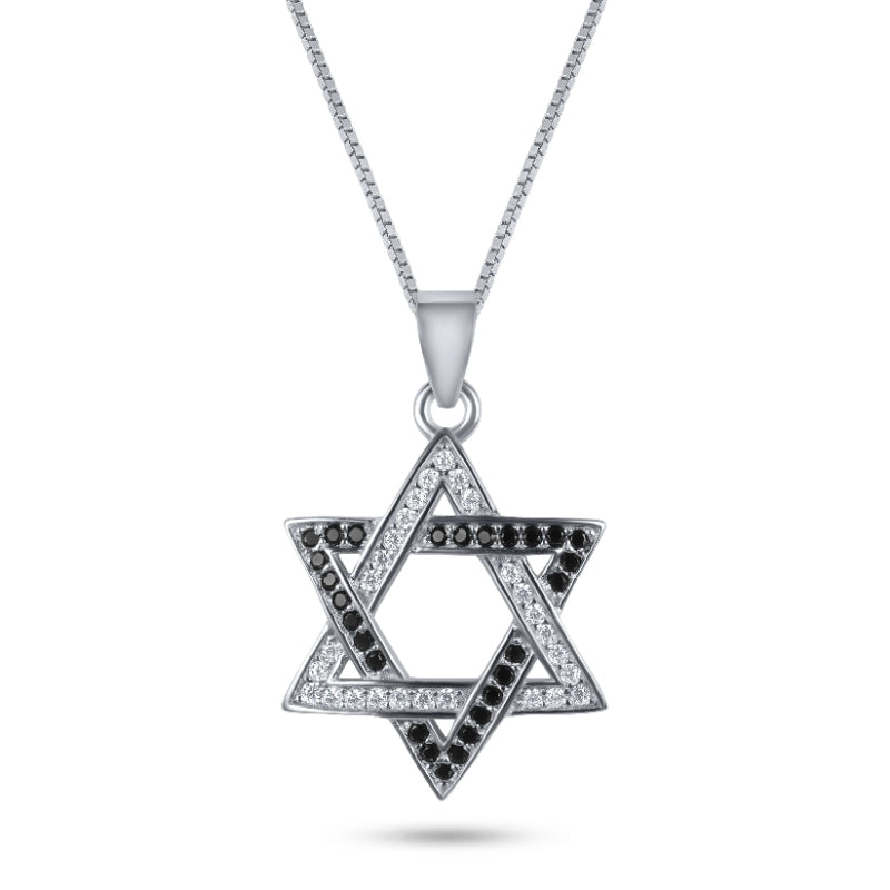 שרשרת כסף מגן דוד משובץ