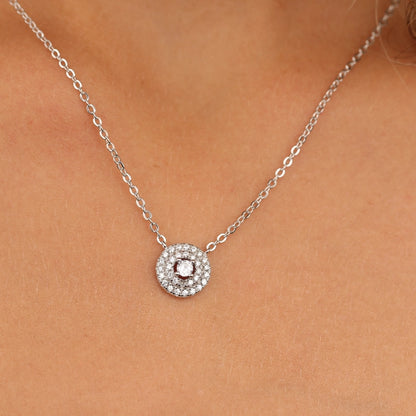 שרשרת כסף 925 עם תליון עגול משובץ אבני זירקון