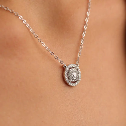 שרשרת כסף  תליון סוליטר עגול