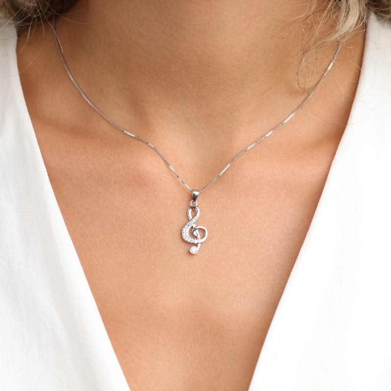 שרשרת כסף  תליון מפתח סול משובץ