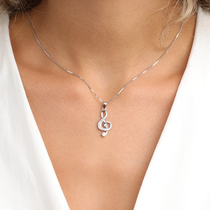 שרשרת כסף  תליון מפתח סול משובץ