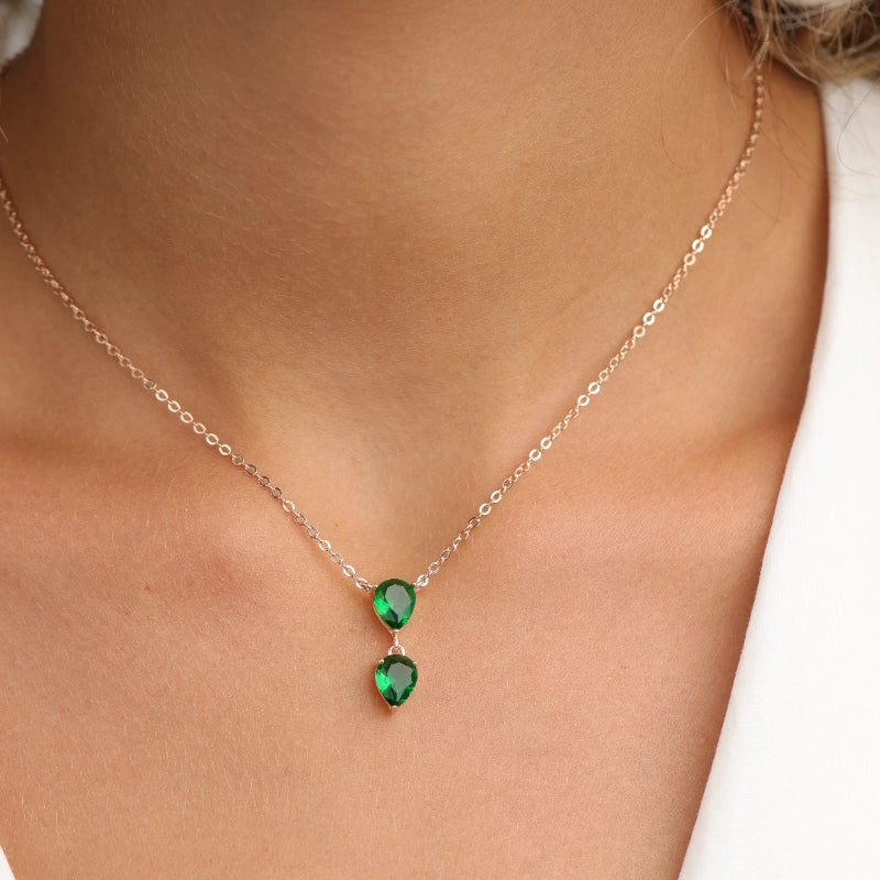 שרשרת כסף  תליון שתי טיפות