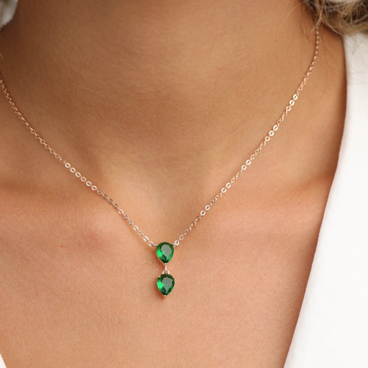 שרשרת כסף  תליון שתי טיפות