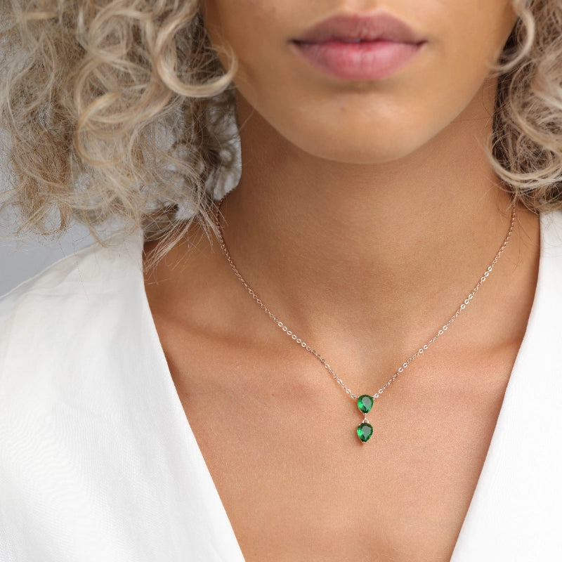 שרשרת כסף  תליון שתי טיפות