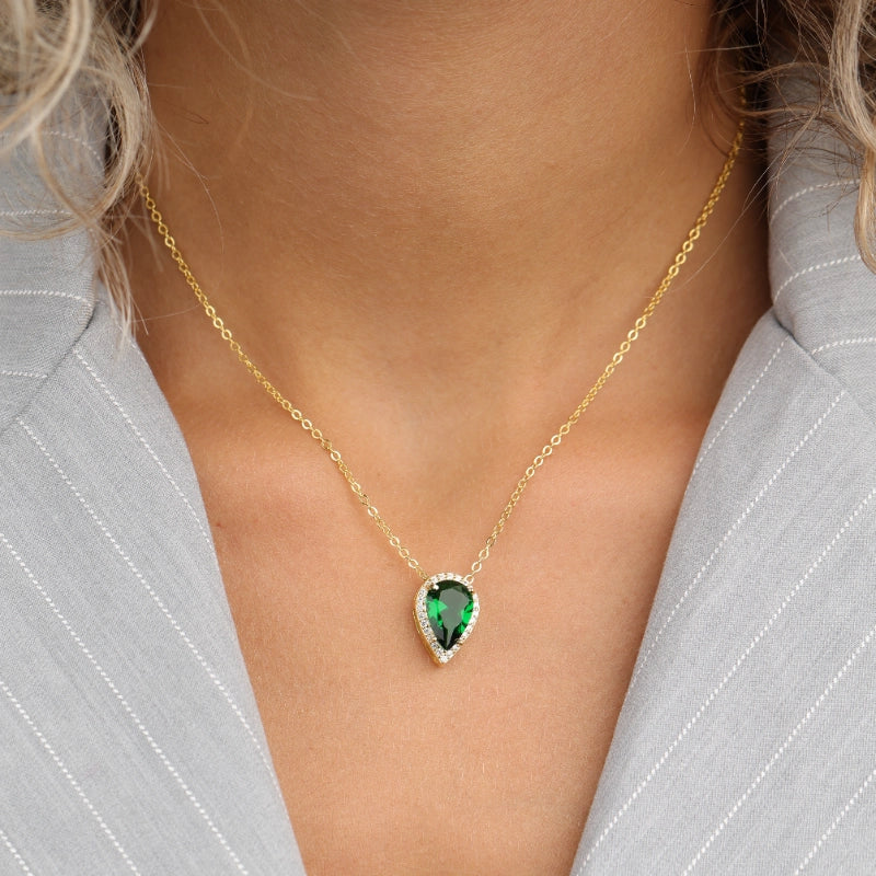 שרשרת כסף עפ תליון טיפה זהב