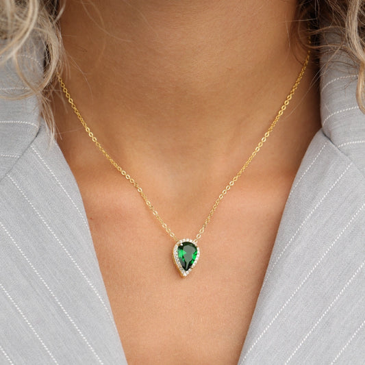 שרשרת כסף עפ תליון טיפה זהב