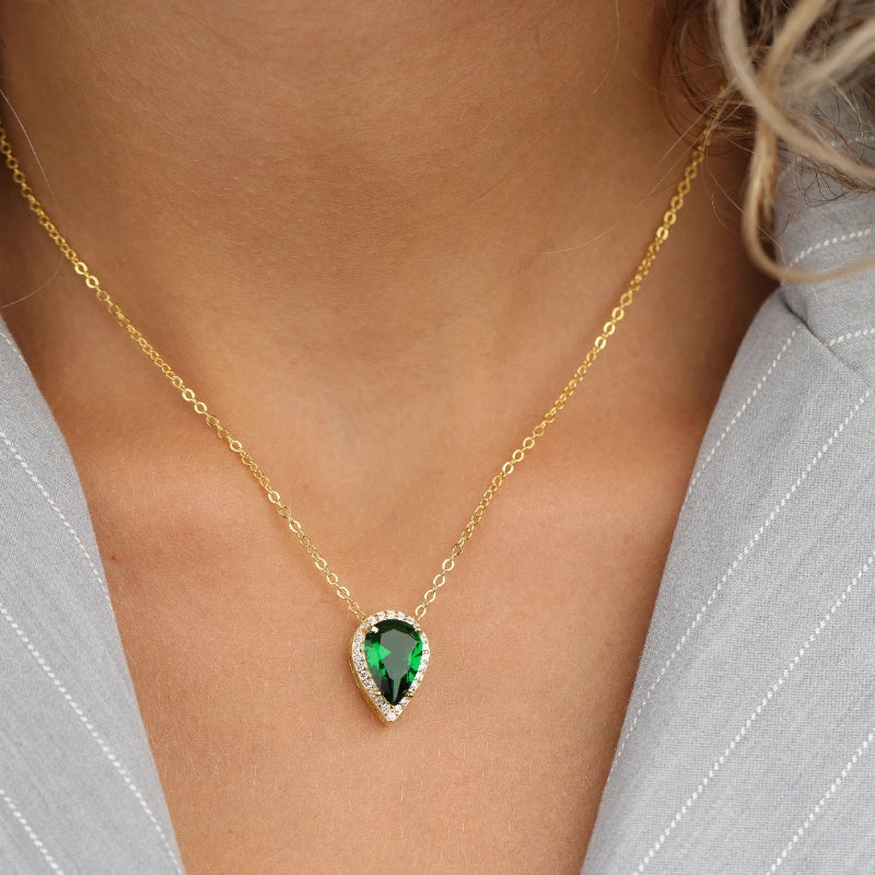 שרשרת כסף עפ תליון טיפה זהב