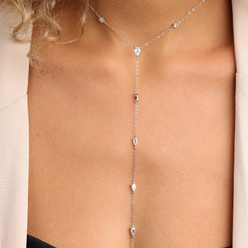 שרשרת כסף 925 עניבה עם תליוני טיפה