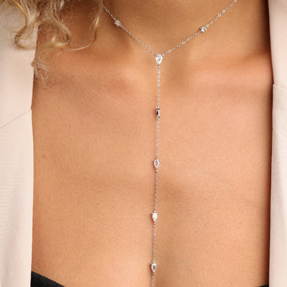 שרשרת כסף 925 עניבה עם תליוני טיפה