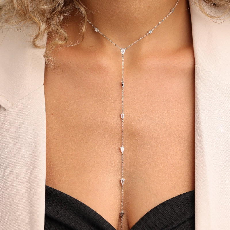 שרשרת כסף 925 עניבה עם תליוני טיפה