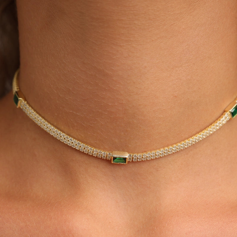 שרשרת כסף צ'וקר 2 שורות