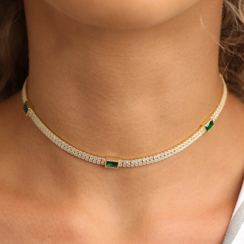 שרשרת כסף צ'וקר 2 שורות