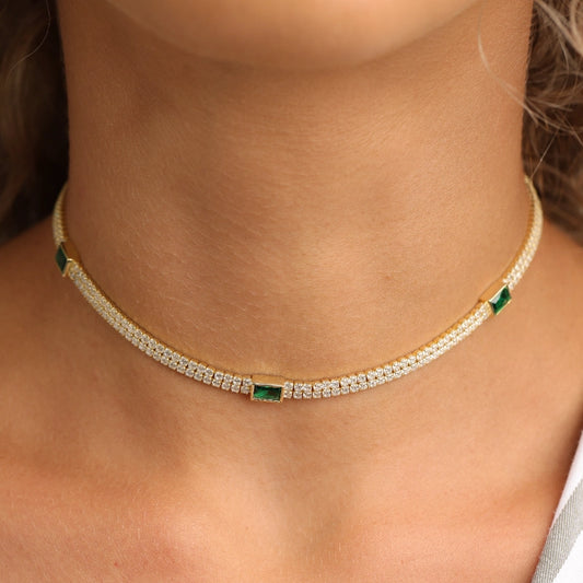 שרשרת כסף צ'וקר 2 שורות