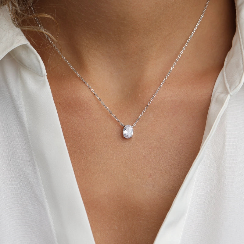 שרשרת כסף תליון אליפטי