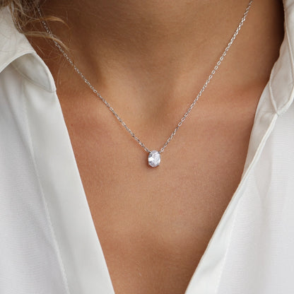 שרשרת כסף תליון אליפטי