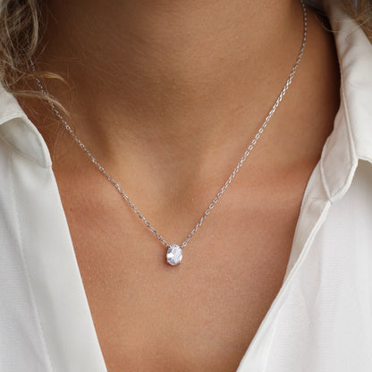 שרשרת כסף תליון אליפטי