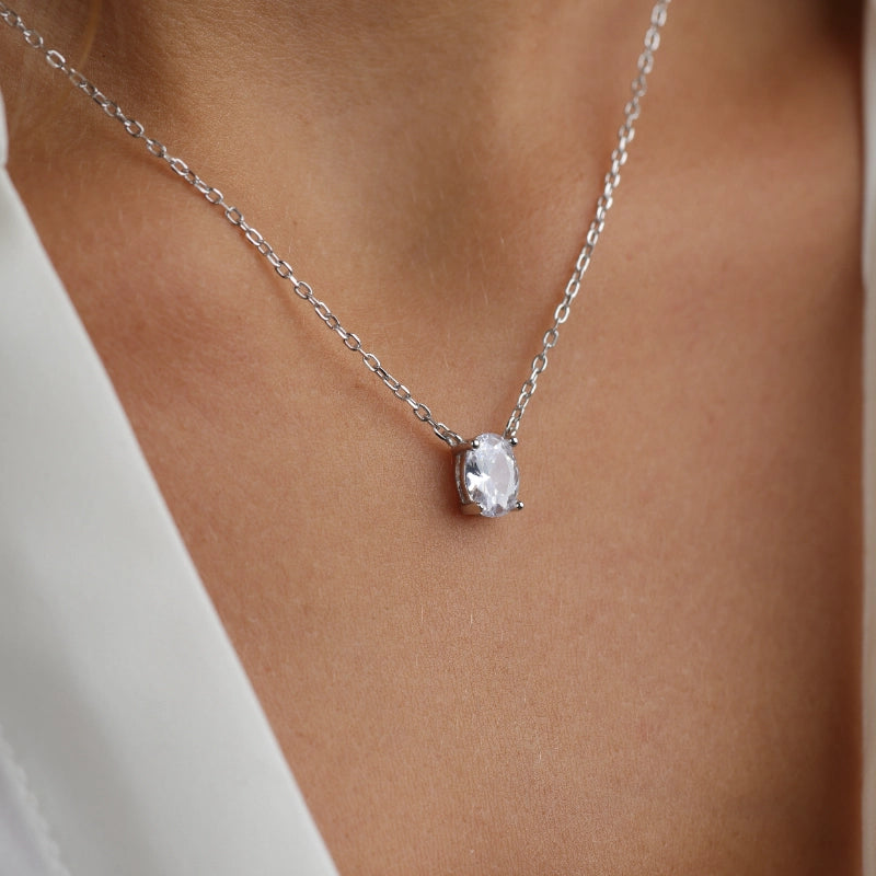 שרשרת כסף תליון אליפטי