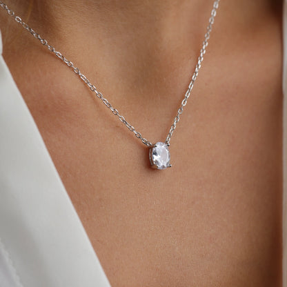 שרשרת כסף תליון אליפטי