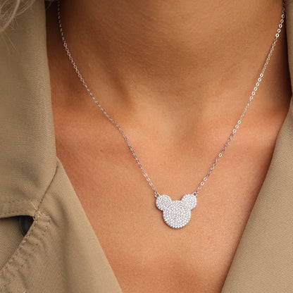 שרשרת כסף מיקי מאוס משובץ