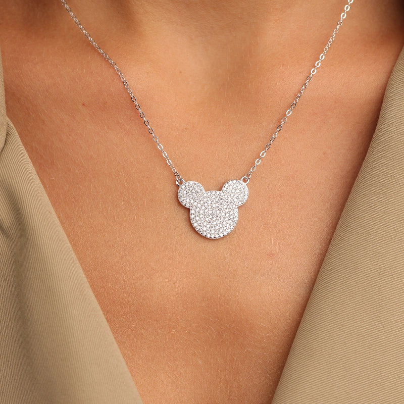 שרשרת כסף מיקי מאוס משובץ