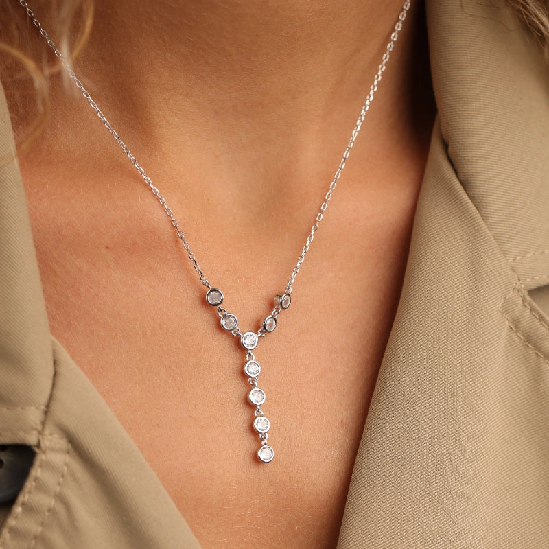 שרשרת כסף עניבה זרקונים