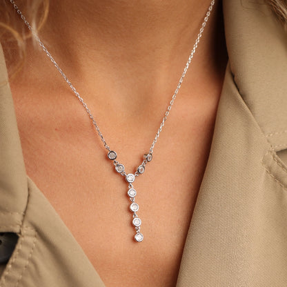 שרשרת כסף עניבה זרקונים