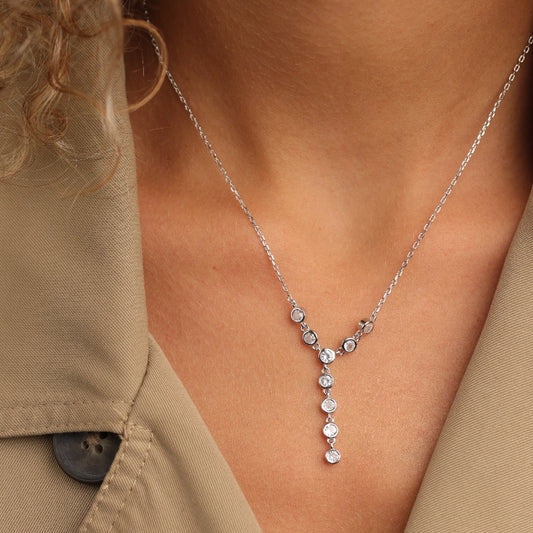 שרשרת כסף עניבה זרקונים