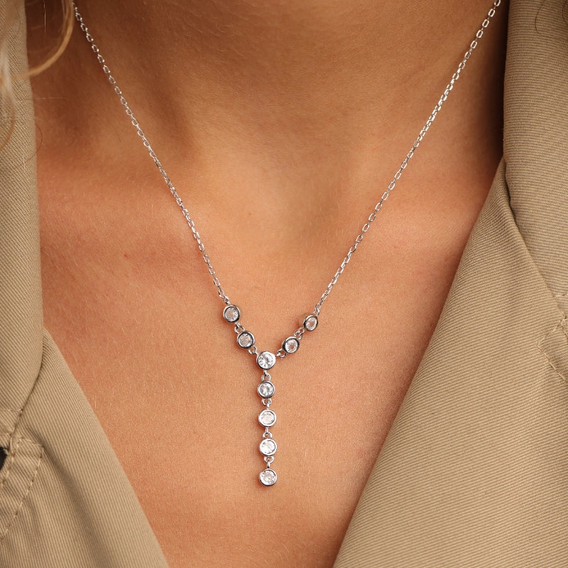 שרשרת כסף עניבה זרקונים