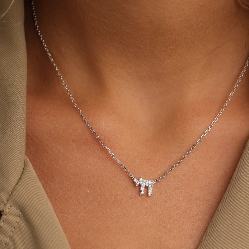 שרשרת כסף חי קטן משובץ