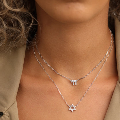 שרשרת כסף חי קטן משובץ