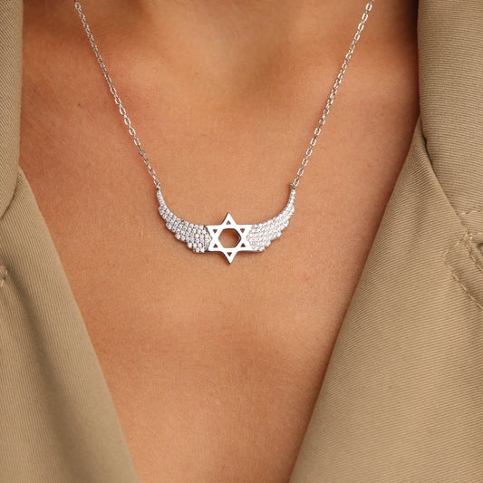 שרשרת כסף כנפיים מגן דוד