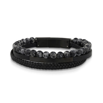 צמיד עור עם חרוזים עין הנמר לגבר JBM1002 JETEM