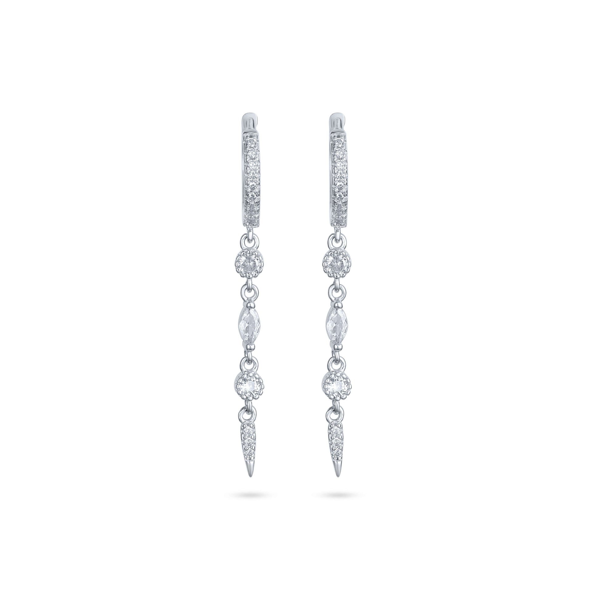 עגיל כסף חישוק משובץ דגם נעם