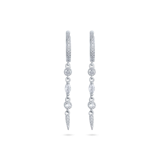 עגיל כסף חישוק משובץ דגם נעם