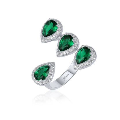 טבעת כסף יוקרתית עם אבני זרקון