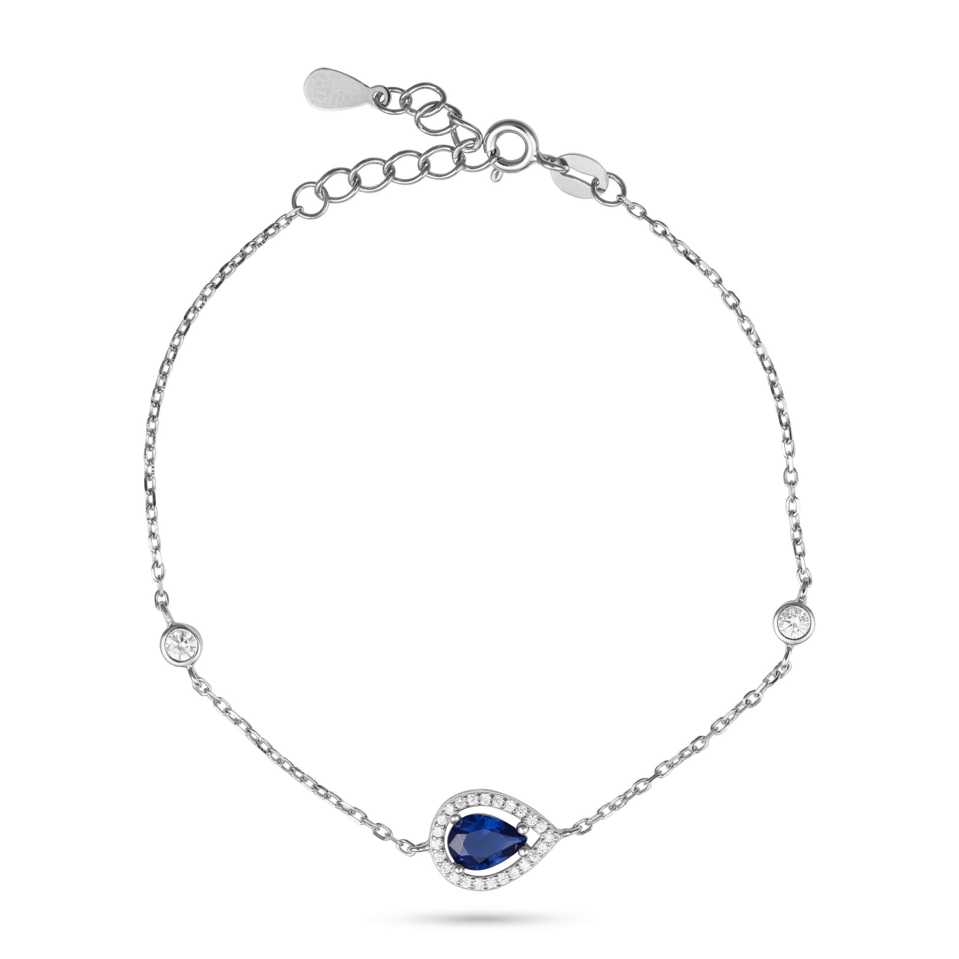 צמיד כסף  עם תליון טיפה משובץ